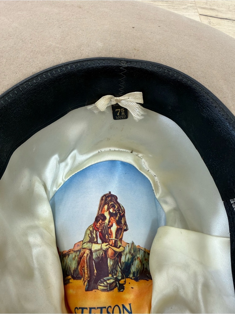 Stetson 7 5/8 Taupe Felt Western Hat. Shape it for u! - Picture 11 of 16